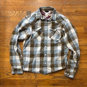 Men's Plaid Shirt - Blue and Brown Patagonia Organic Cotton
